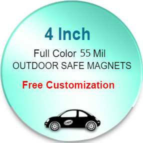 4 Inch Custom Circle Magnets - Outdoor & Car Magnets 55 Mil