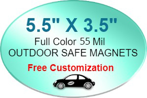 5.5x3.5 Custom Oval Magnets - Outdoor & Car Magnets 55 Mil