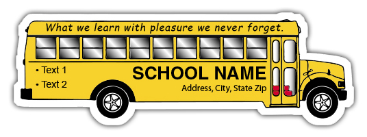 5.25x1.75 Custom School Bus Shaped Magnets 20 Mil