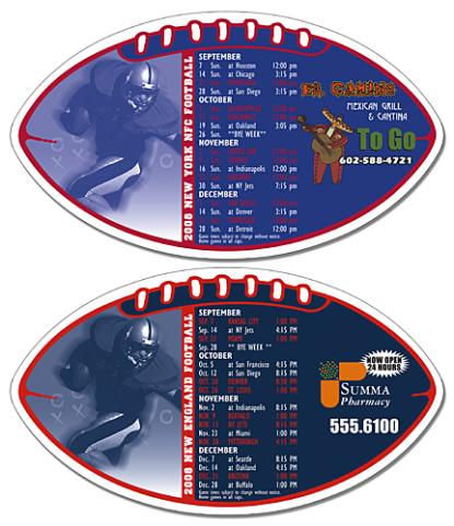 7x4 Custom Football Shape Sport Schedules Magnets 20 Mil