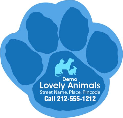 3.25x3.125 Custom Dog Paw Shape Animal Clinic Magnets 20 Mil