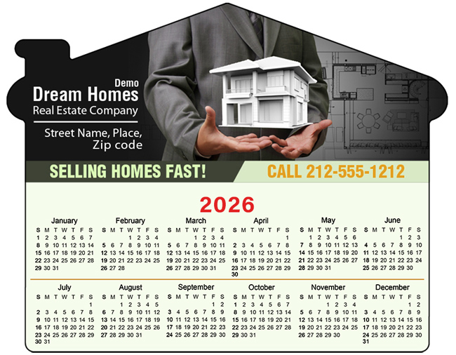6x4 75 Custom House Shape Real Estate Calendar Magnets 20 Mil Real 
