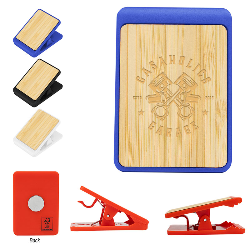 Custom Printed Magnetic Clips with Bamboo Accents