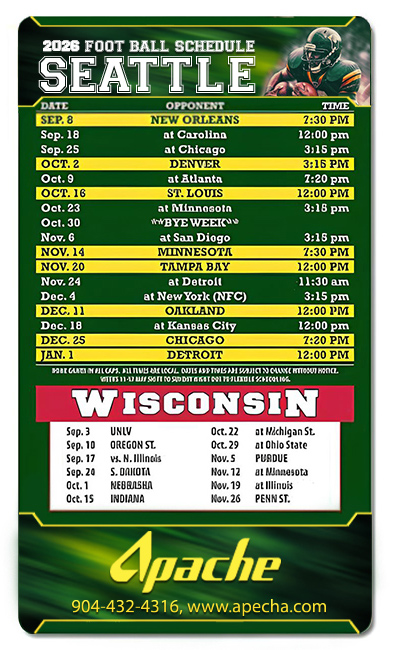 4x7 Custom Football Schedule Indoor Magnets 40 Mil Round Corners