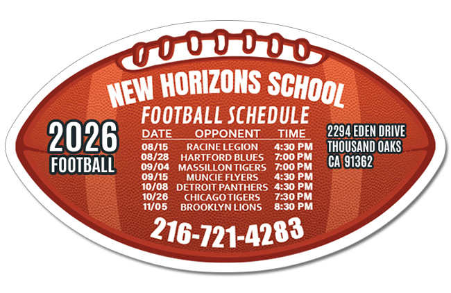 7x4 Custom Football Shape Magnets 20 Mil