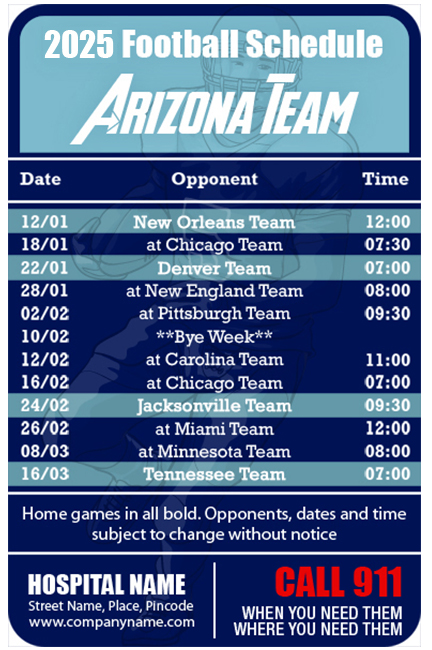 Custom Arizona Cardinals Football Schedule Magnets, Free Samples