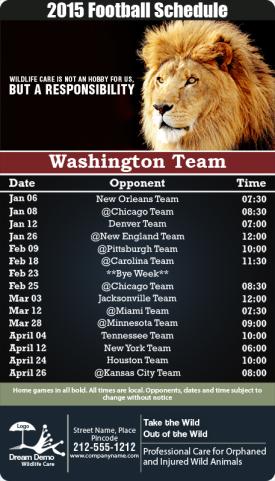  Football Schedule Wildlife Care Magnets 25 Mil Round Corners