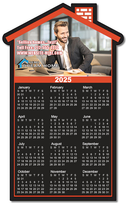 3.75x6.12 Custom Real Estate House Shape Calendar Magnets 20 Mil