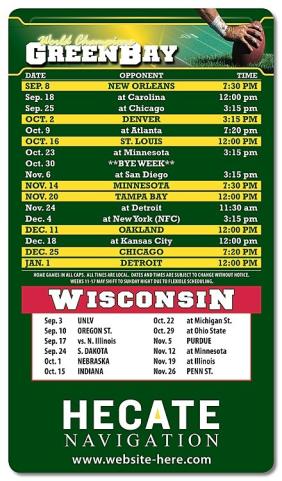 4x7 Custom Football Schedule Magnets 20 Mil Round Corners