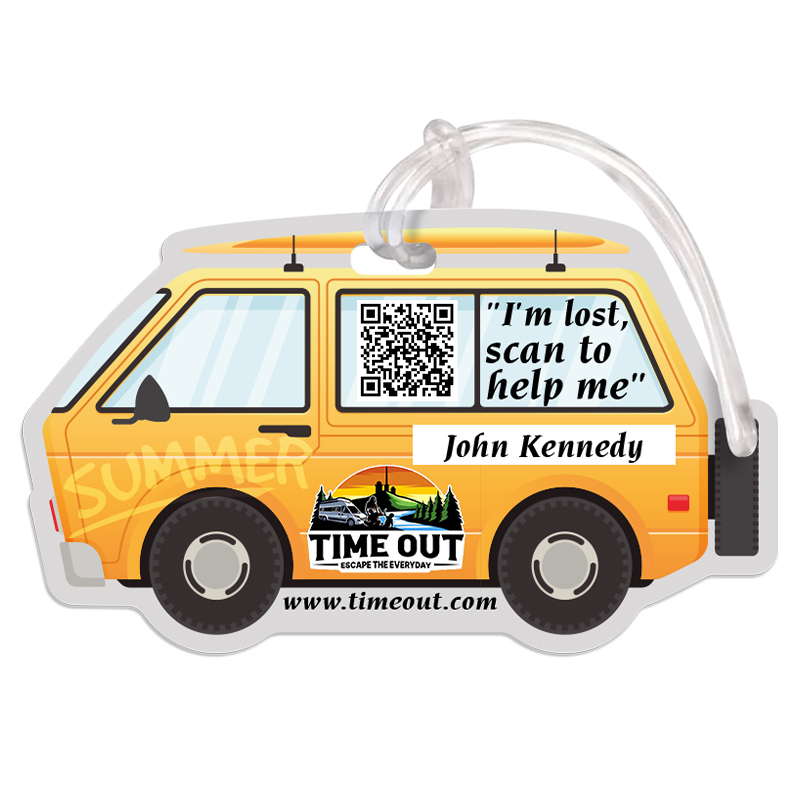 2.5x4.25 Custom Printed Van Shaped Full Color One Sided Luggage Tags - 50 Mil