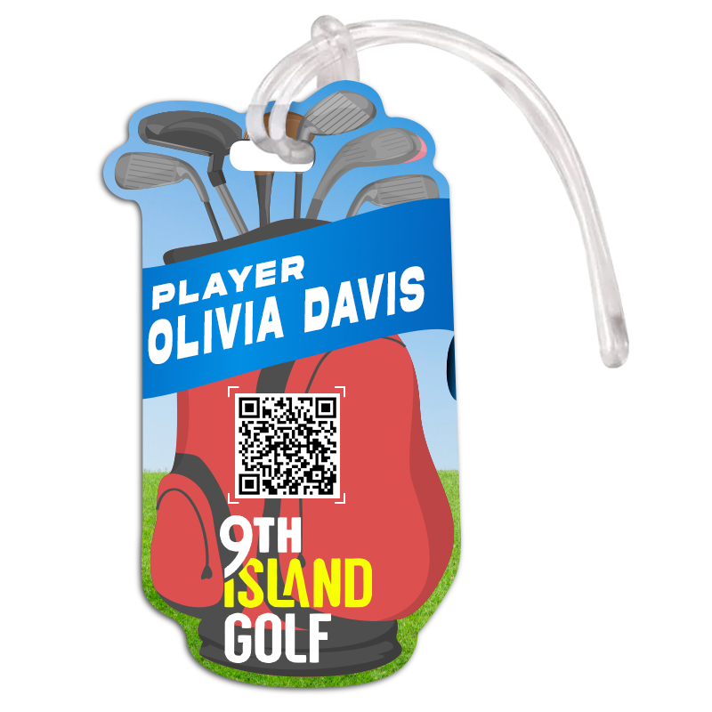 2.5x4.25 Custom Golf Bag Shaped Full Color One Sided Luggage Tags - 50 Mil