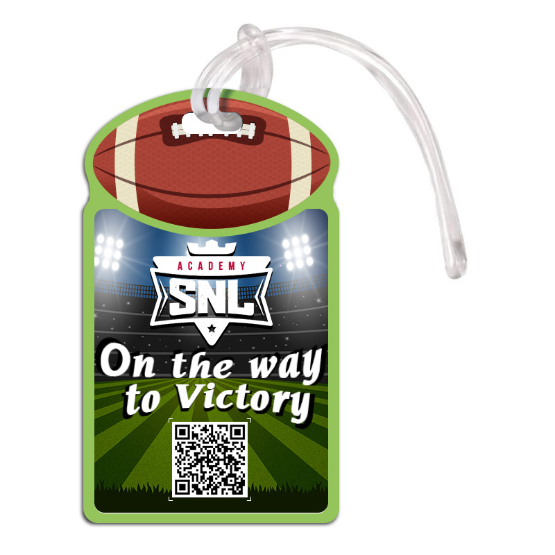 2.5x4.25 Custom Rugby Shaped Full Color One Sided Luggage Tags - 50 Mil