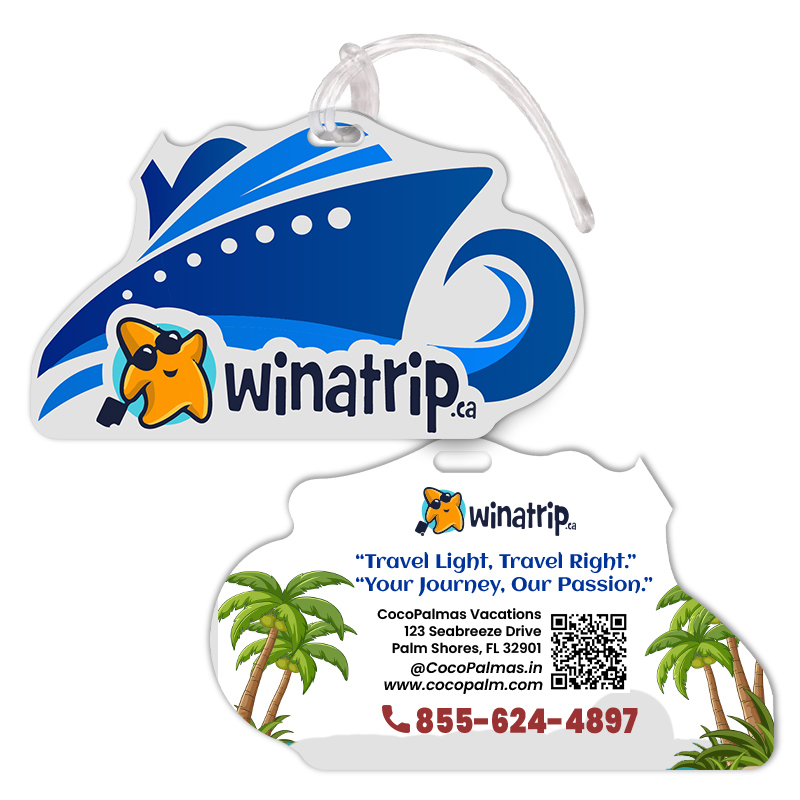 2.5x4.25 Custom Ship Shaped Full Color Double Sided Luggage Tags - 50 Mil
