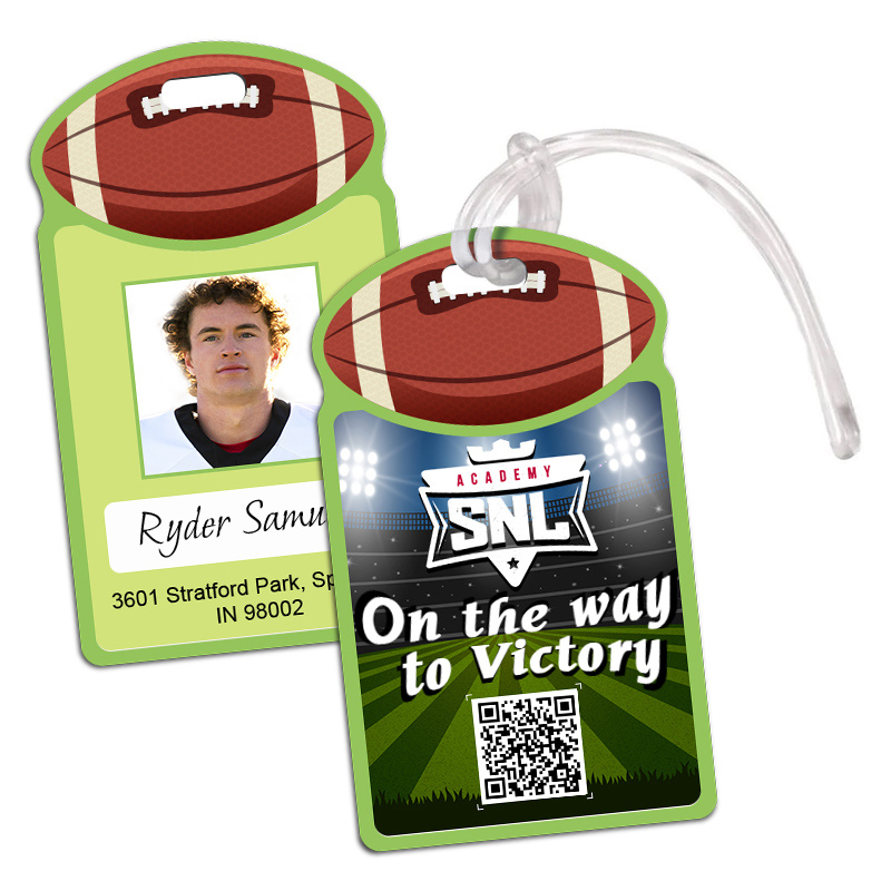 2.5x4.25 Custom Rugby Shaped Full Color Double Sided Luggage Tags - 50 Mil