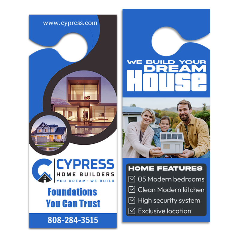 3.5x8.5 Inch Custom Printed Full Color Double Sided Door Hangers - 14 pt
