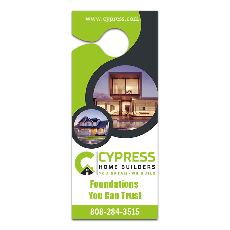 3.5x8.5 Inch Custom Full Color One Sided Door Hangers - 14 pt