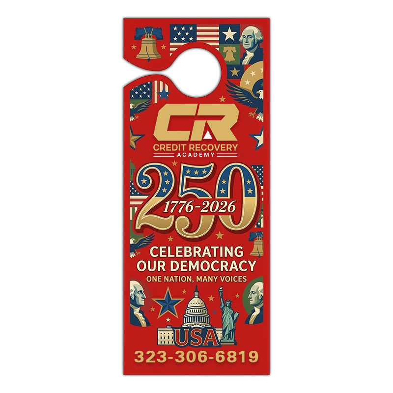 3.5x8.5 Inch Customized One Sided Full Color Door Hangers - 14 pt Paper