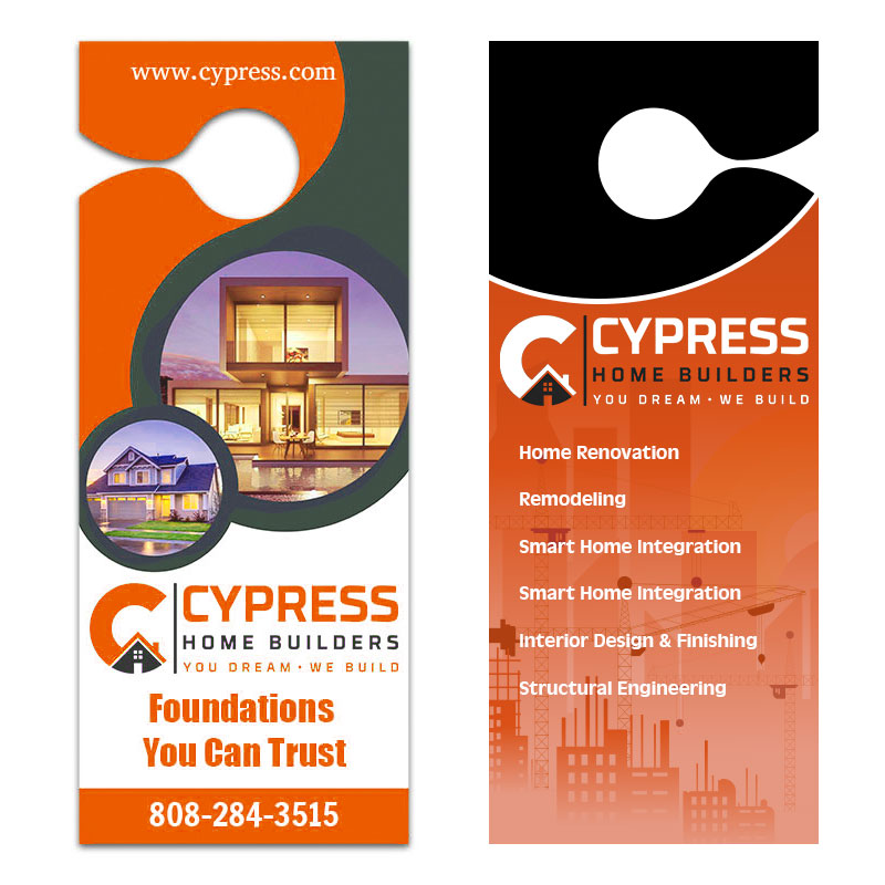 3.5x8.5 Inch Custom Full Color Double Sided Door Hangers - 16 pt