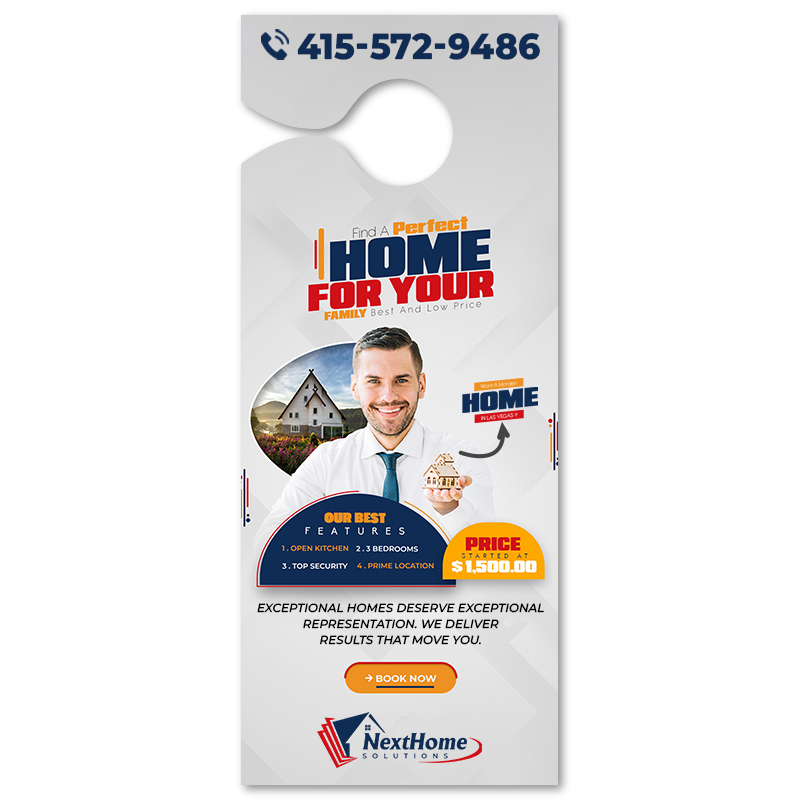 3.5x8.5 Inch Full Color One Sided Door Hangers - 14 pt Synthetic