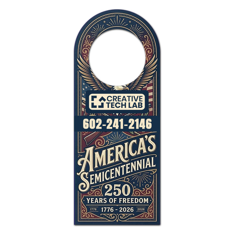 3x7.5 Inch Custom One Sided Full Color Bottle Hangers - 14 pt