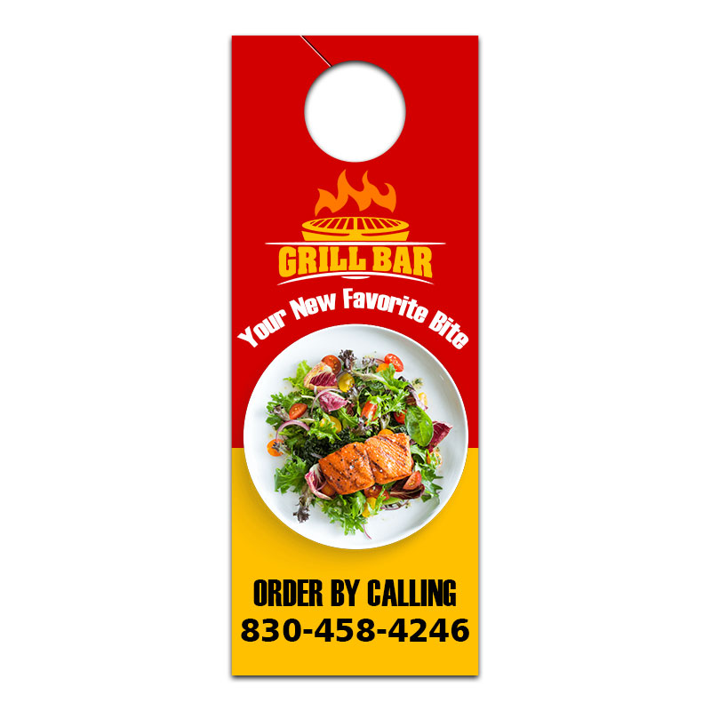 4.5x11 Inch Custom Printed Full Color One Sided Door Hangers - 14 pt
