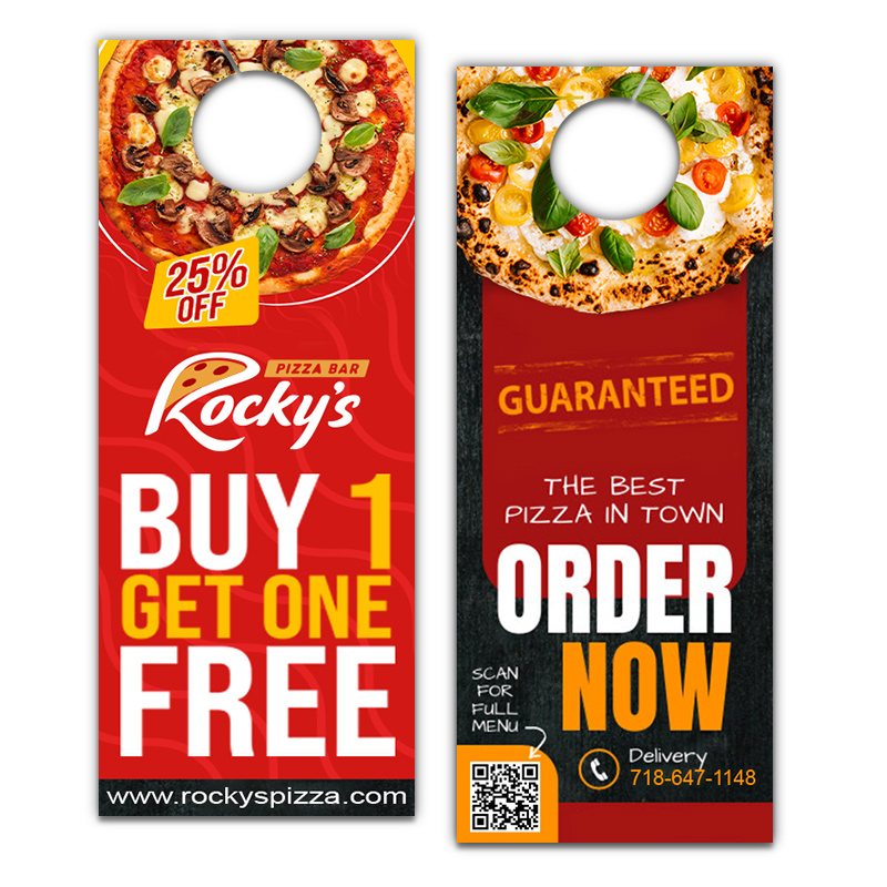 4.5x11 Inch Custom Full Color Double Sided Door Hangers - 14 pt