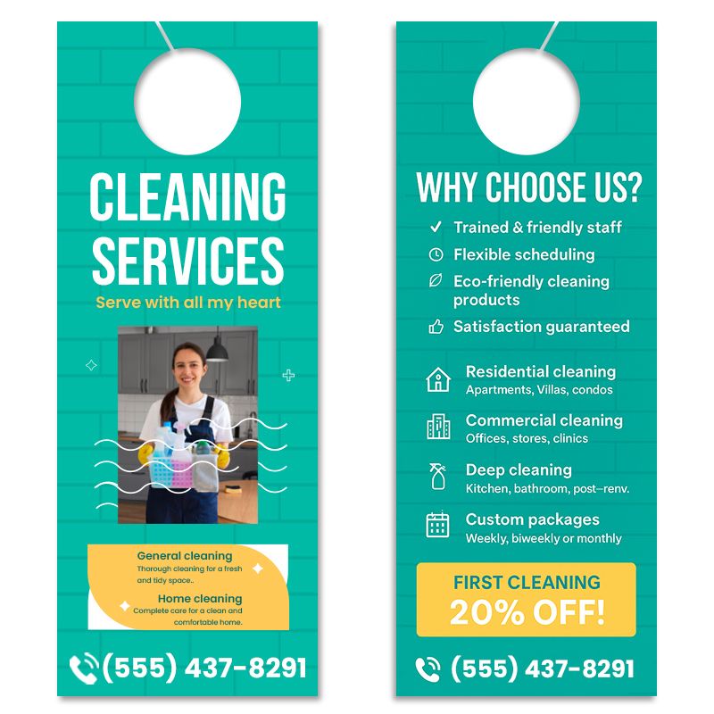 4.25x11 Inch Full Color Double Sided Door Hangers - 16 pt Paper