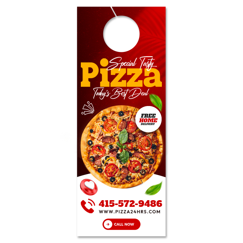 4.25x11 Inch Full Color One Sided Door Hangers - 14 pt Synthetic