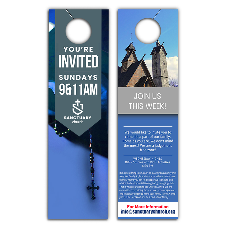 4x14 Inch Full Color Double Sided Door Hangers - 16 pt Paper