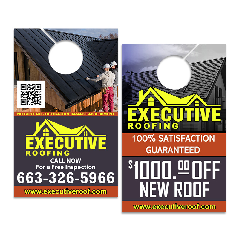 5.25x8.5 Inch Custom Printed Full Color Double Sided Door Hangers - 14 pt