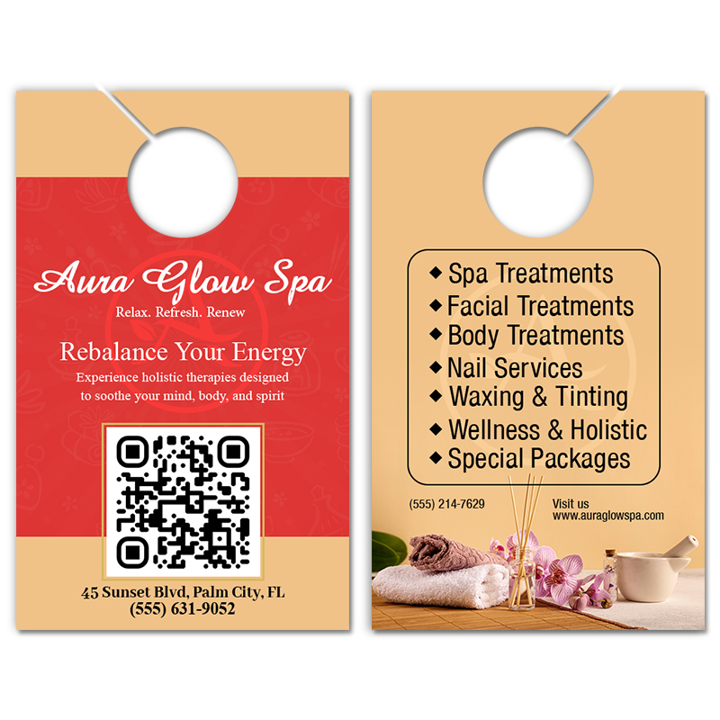 5.25x8.5 Inch Full Color Double Sided Door Hangers - 16 pt Paper