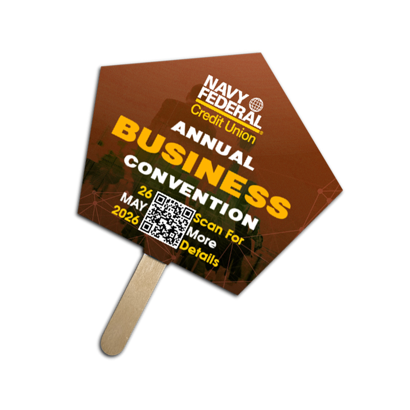 5x5 Inch Church Shape Full Color One Sided Mini Hand Fans - 16 pt 