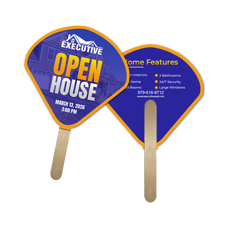 5x5 Inch Custom Shell Shape Full Color Double Sided Mini Hand Fans - 16 pt