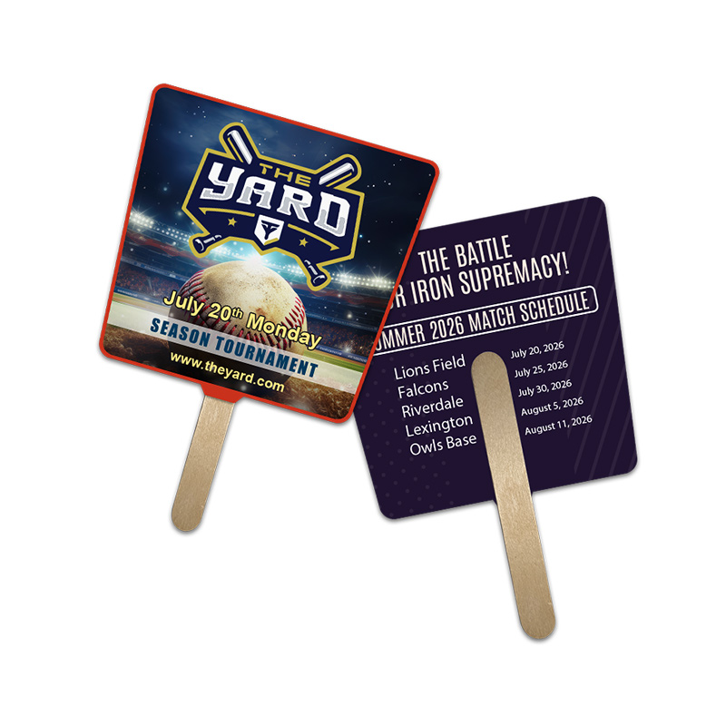 5x5 Inch Custom Tapered Full Color Double Sided Mini Hand Fans - 16 pt