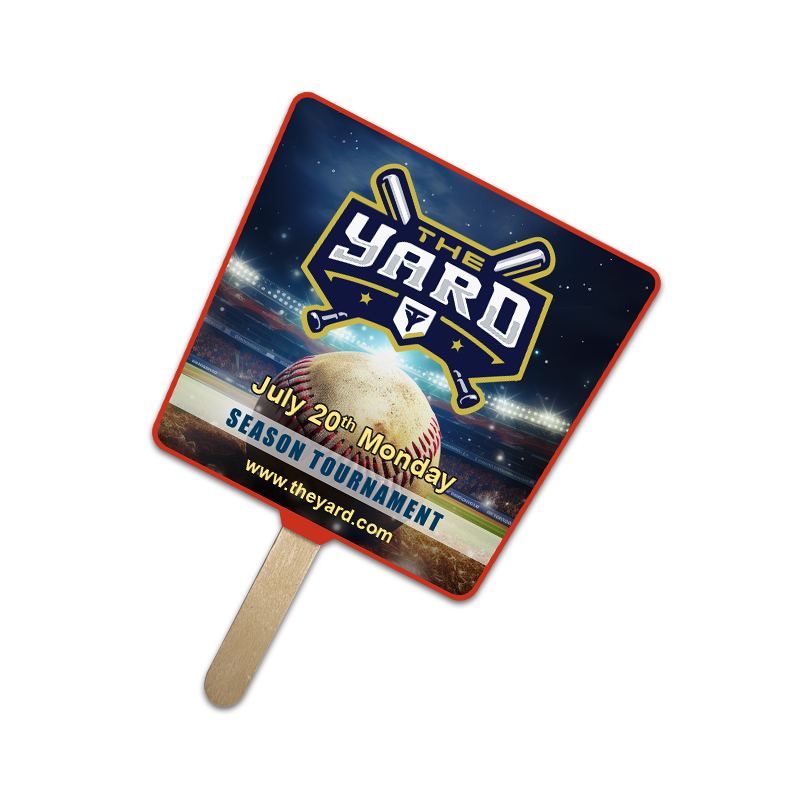 5x5 Inch Customized Tapered Full Color One Sided Mini Hand Fans - 16 pt