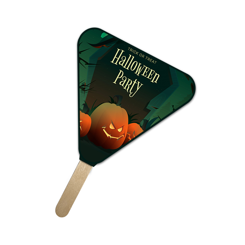 5x5 Inch Customized Triangle Full Color One Sided Mini Hand Fans - 16 pt