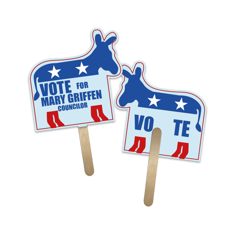 5x5 Inch Donkey Shape Full Color Double Sided Mini Hand Fans - 16 pt 