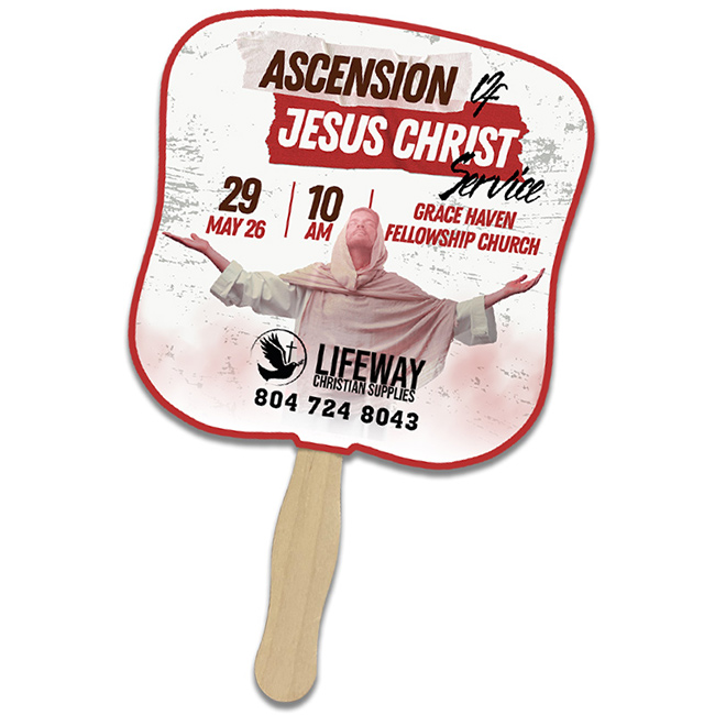 Custom Printed 7.25x7.25 Inch Hourglass Full Color One Sided Hand Fans - 16 pt