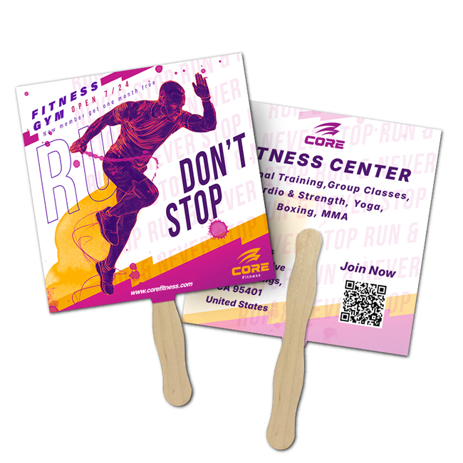 Custom Printed 7.25x8.125 Inch Rectangle Full Color Double Sided Hand Fans - 16 pt