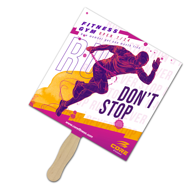 Custom Printed 7.25x8.125 Inch Rectangle Full Color One Sided Hand Fans - 16 pt