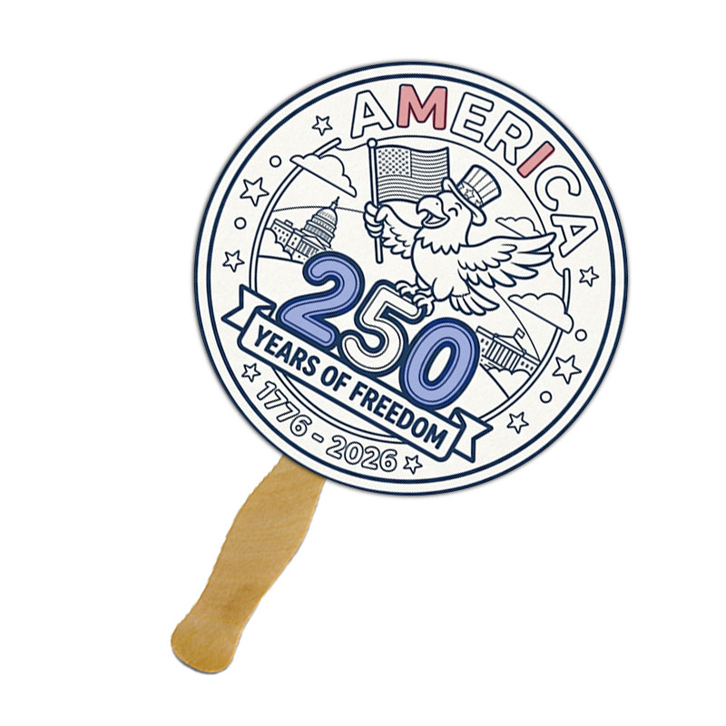 Circle Shape Customized Full Color One Sided Coloring Hand Fans - 16 pt