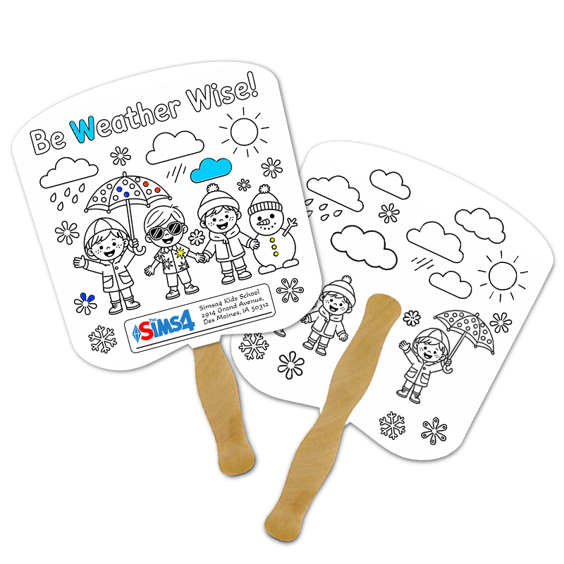 Custom Printed Bread Shape Full Color Double Sided Coloring Hand Fans - 16 pt