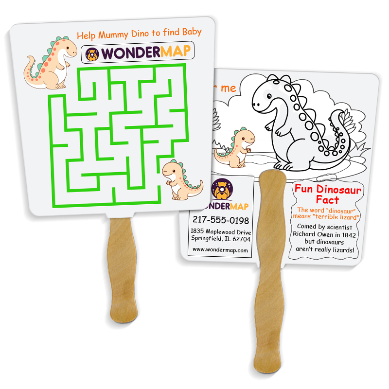 Custom Printed Tapered Shape Full Color Double Sided Coloring Hand Fans - 16 pt