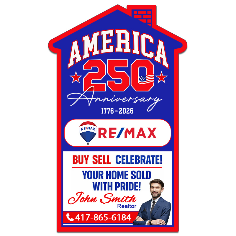 Custom USA 250th 3.75x6.12 House Shape Indoor Magnet - 20 Mil