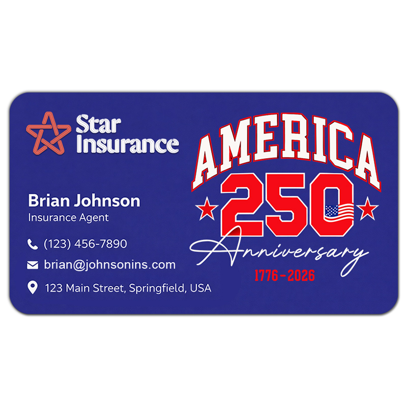 Custom USA 250th Business Card Indoor Magnet - 20 Mil