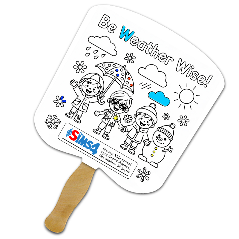 Custom Bread Shape Full Color One Sided Coloring Hand Fans - 16 pt