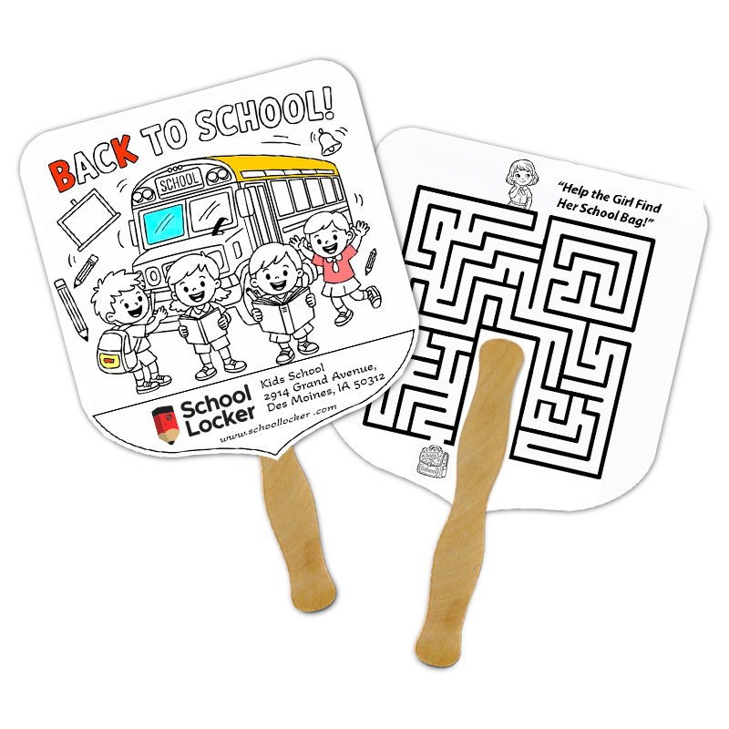Custom Elect Shape Full Color Double Sided Coloring Hand Fans - 16 pt