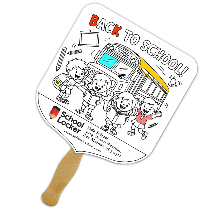 Custom Printed Elect Shape Full Color One Sided Coloring Hand Fans - 16 pt