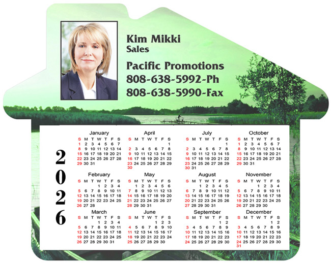 3.72x4.69 Custom House Shape Custom Calendar Magnets 20 Mil