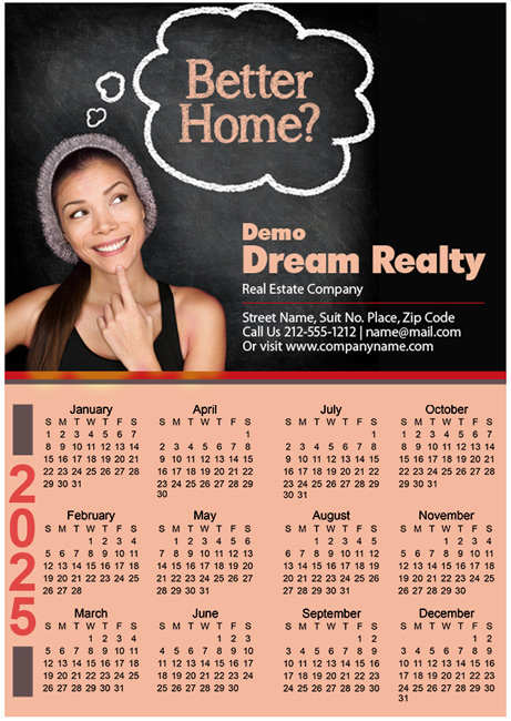 7.37x10.5 Custom Printed Real Estate Calendar Magnets 20 Mil